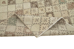 Handmade Area Rug - Checkered Kilim Beige Cotton Wool 5'1'' x 9'6'' Flat Weave