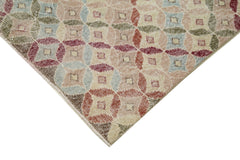 Checkered Runner White Geometric Cotton Wool Handmade Area Rug 3'8'' x 8'11''