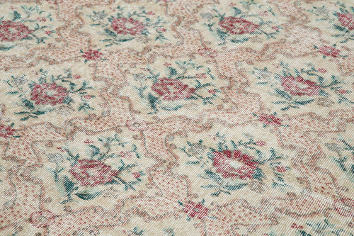 Handmade Area Rug - Checkered Kilim Beige Cotton Wool Flat Weave Kilim 6'x10'1"