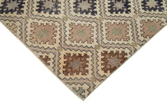 Handmade Area Rug - Checkered Kilim Beige Cotton Wool Flat Weave Carpet 5'8"x9'1"