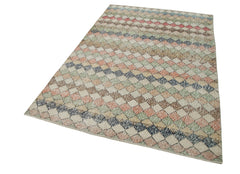Handmade Area Rug – Checkered Kilim Turkish Wool Carpet 4'11''x7'1'' Durable Cotton Wool