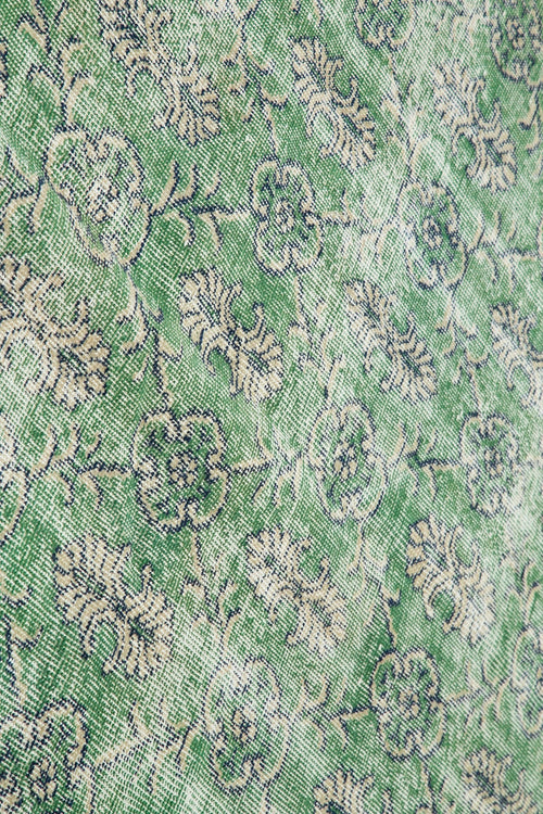 Handmade Area Rug – Checkered Kilim Green Cotton Wool 6x10 Vintage Carpet