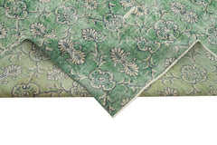 Handmade Area Rug – Checkered Kilim Green Cotton Wool 6x10 Vintage Carpet