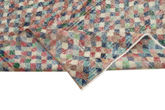 Checkered Kilim White Cotton Wool Handmade Area Rug 5'3'' x 8'11''