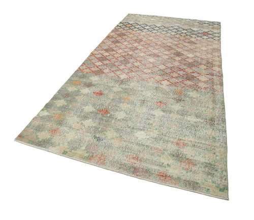 Checkered Kilim Beige Cotton Wool Handmade Area Rug 5'1'' x 11'0''