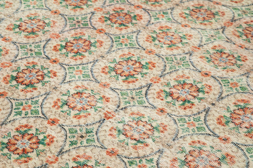 Handmade Area Rug – Checkered Kilim Beige Cotton Wool Rug 6'5''x9'5''