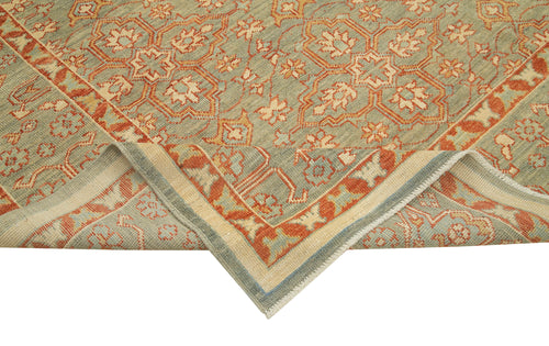 Tebriz Green Classic Cotton Wool Handmade Area Rug 9'3'' x 11'11''