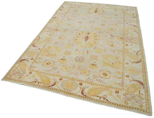 Tebriz Beige Classic Cotton Wool Handmade Area Rug 5'8'' x 8'9''