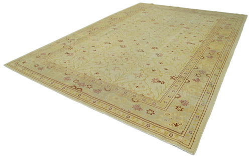 Tebriz Beige Classic Cotton Wool Handmade Area Rug 9'7'' x 13'3''