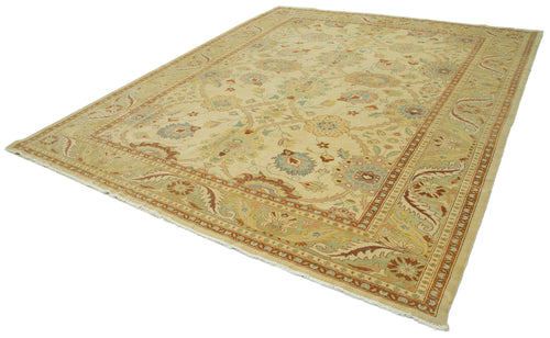 Tebriz Beige Classic Cotton Wool Handmade Area Rug 9'8'' x 11'7''