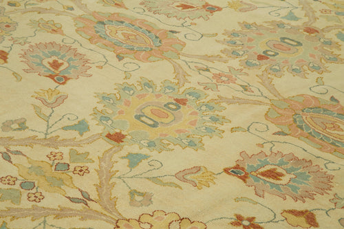 Tebriz Beige Classic Cotton Wool Handmade Area Rug 9'8'' x 11'7''