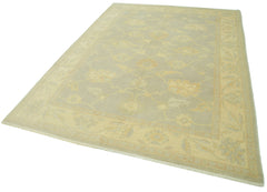 Tebriz Beige Classic Cotton Wool Handmade Area Rug 6'1'' x 8'10''