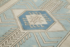 Handmade Area Rug - Blue Classic Cotton Wool 7x10 Vintage Turkish Carpet