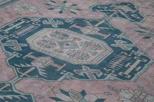 Tebriz Purple Classic Cotton Wool Handmade Area Rug 9'7'' x 13'5''