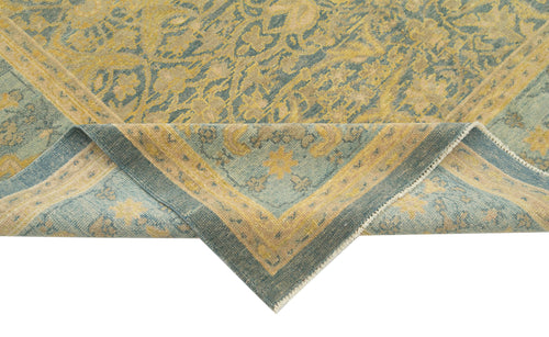 Handmade Area Rug – Classic Blue Tebriz Wool Cotton Rug 6'5''x9'9''