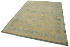 Tebriz Blue Classic Cotton Wool Handmade Area Rug 6'6'' x 8'11''