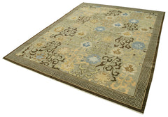 Tebriz Green Classic Cotton Wool Handmade Area Rug 8'0'' x 9'11''