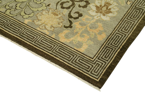 Tebriz Green Classic Cotton Wool Handmade Area Rug 8'0'' x 9'11''