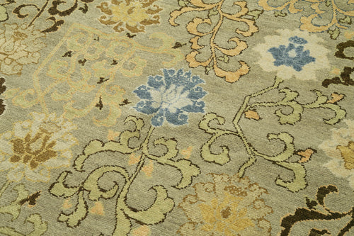 Tebriz Green Classic Cotton Wool Handmade Area Rug 8'0'' x 9'11''