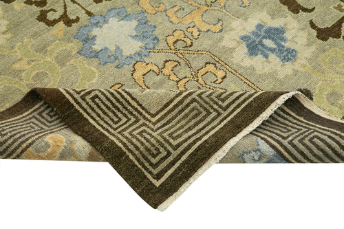 Tebriz Green Classic Cotton Wool Handmade Area Rug 8'0'' x 9'11''