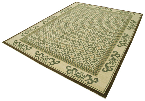 Tebriz Beige Classic Cotton Wool Handmade Area Rug 8'0'' x 10'0''