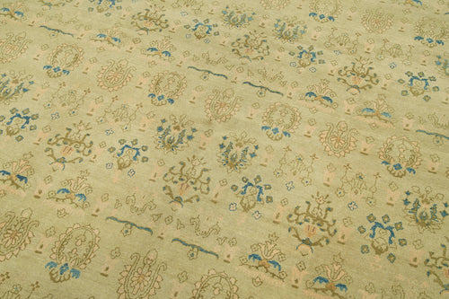 Handmade Area Rug – Classic Green Turkish Carpet | Wool Cotton Weave 7'8"x9'11"