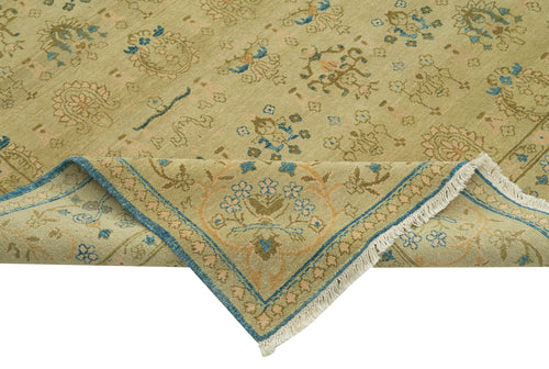 Handmade Area Rug – Classic Green Turkish Carpet | Wool Cotton Weave 7'8"x9'11"