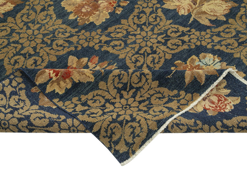 Handmade Area Rug – Tebriz Blue Classic Cotton Wool Turkish Vintage Carpet 8'x9'11''