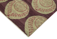 Tebriz Purple Classic Cotton Wool Handmade Area Rug 5'11'' x 8'1''
