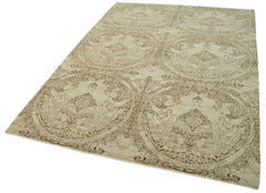 Tebriz Beige Classic Cotton Wool Handmade Area Rug 6'0'' x 8'11''