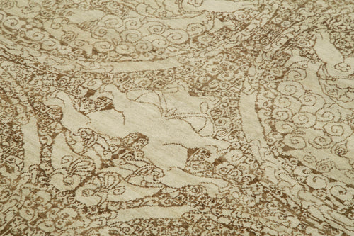 Tebriz Beige Classic Cotton Wool Handmade Area Rug 6'0'' x 8'11''