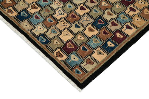 Handmade Area Rug – Tebriz Classic Black Cotton Wool Vintage Carpet 5'11''x9'2''