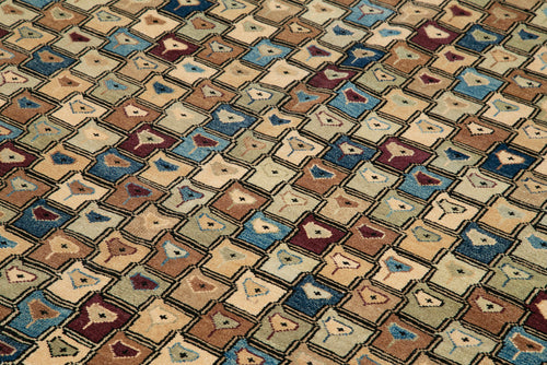 Handmade Area Rug – Tebriz Classic Black Cotton Wool Vintage Carpet 5'11''x9'2''