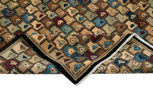 Handmade Area Rug – Tebriz Classic Black Cotton Wool Vintage Carpet 5'11''x9'2''