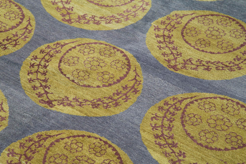 Handmade Area Rug - Classic Blue Turkish Wool Rug 5'11'' x 8'0'' Durable Cotton Weave