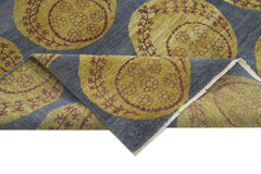 Handmade Area Rug - Classic Blue Turkish Wool Rug 5'11'' x 8'0'' Durable Cotton Weave