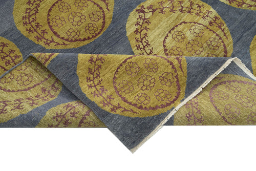 Handmade Area Rug - Classic Blue Turkish Wool Rug 5'11'' x 8'0'' Durable Cotton Weave