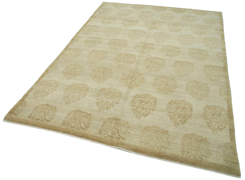 Tebriz Beige Classic Cotton Wool Handmade Area Rug 5'11'' x 8'7''