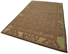 Tebriz Green Classic Cotton Wool Handmade Area Rug 6'0'' x 9'11''
