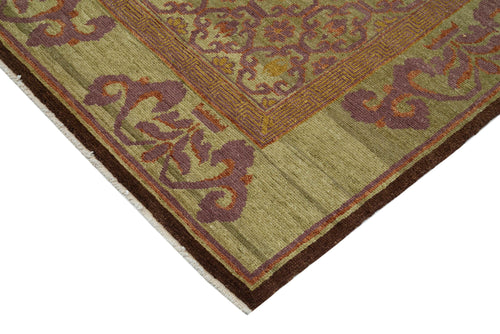 Tebriz Green Classic Cotton Wool Handmade Area Rug 6'0'' x 9'11''