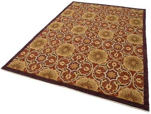Tebriz Red Classic Cotton Wool Handmade Area Rug 6'0'' x 8'8''