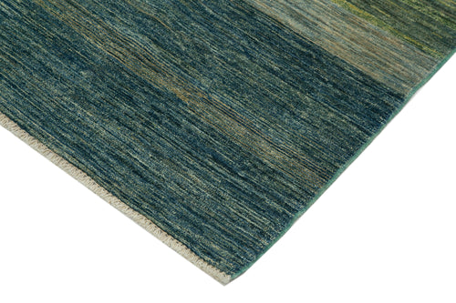 Handmade Area Rug – Tebriz Turquoise Cotton Wool Vintage Hand Woven Carpet 7'11'' x 9'9''