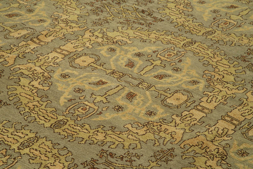 Tebriz Yellow Classic Cotton Wool Handmade Area Rug 9'6'' x 12'0''