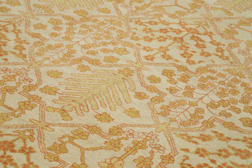 Tebriz Beige Classic Cotton Wool Handmade Area Rug 9'0'' x 12'0''