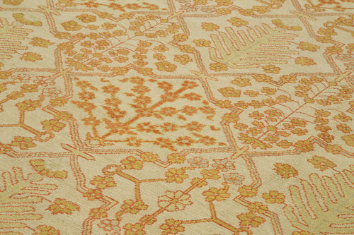 Handmade Area Rug - Classic Beige Cotton Wool Vintage Turkish Carpet 9'1''x12'6''