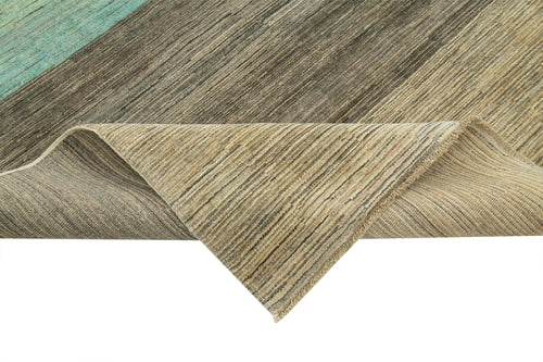 Tebriz Turquoise Classic Cotton Wool Handmade Area Rug 8'10'' x 11'10''