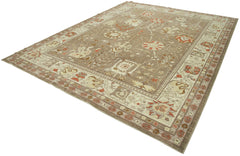 Tebriz Brown Classic Cotton Wool Handmade Area Rug 9'2'' x 11'11''