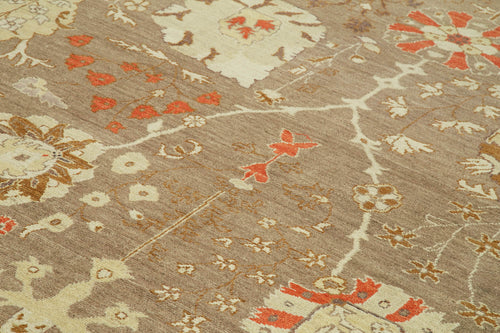 Tebriz Brown Classic Cotton Wool Handmade Area Rug 9'2'' x 11'11''