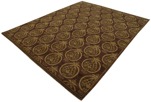 Tebriz Purple Classic Cotton Wool Handmade Area Rug 7'9'' x 9'10''