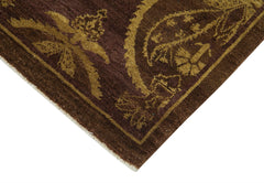 Tebriz Purple Classic Cotton Wool Handmade Area Rug 7'9'' x 9'10''
